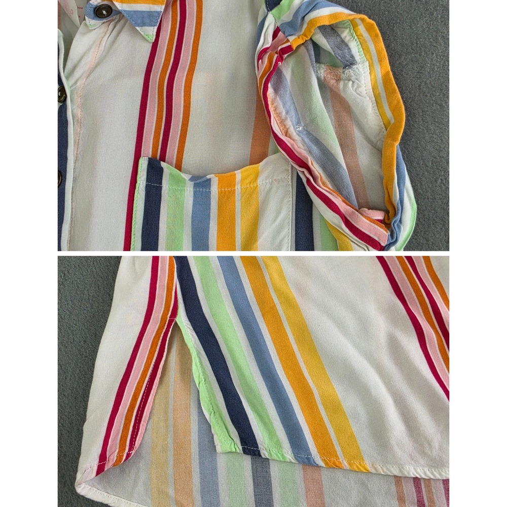 Colorful Vertical Striped Rainbow Button Front Blouse No‎ Boundaries Medium - Picture 2 of 8